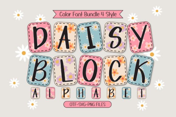 Daisy Block Alphabet: A Playful Color Font for Whimsical Branding